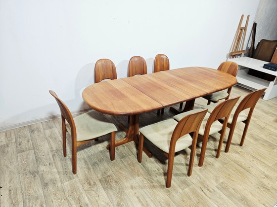 Tavolo allungabile in teak danese + sedie di Möbelfabrik Holstebro, anni '70, set di 9 (photo 15 of 24)
