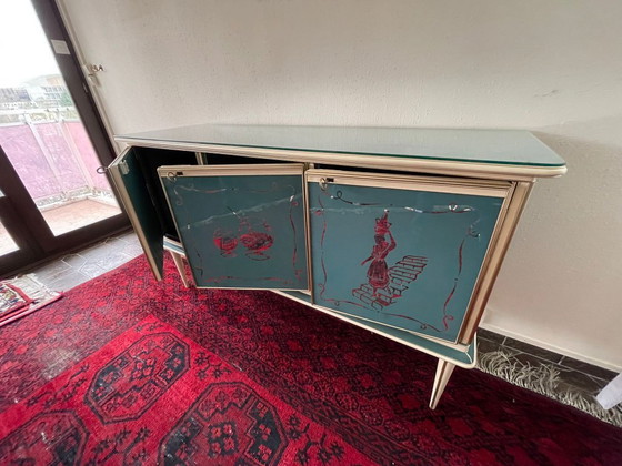 Image 1 of Credenza italiana di metà secolo con specchio — di Umberto Mascagni (anni '50-'60)