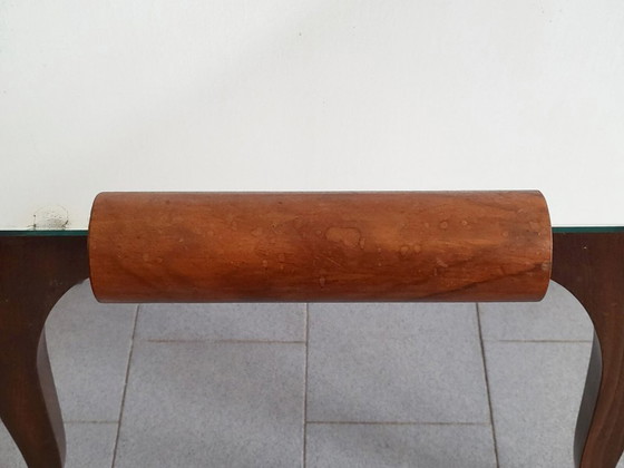 Image 1 of Vintage Art Deco Coffee Table/Side Table in Walnut, Oak & Glass with Mirror, 193040