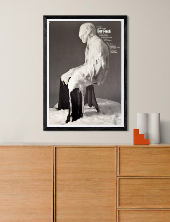 Image 1 of 🐟 Der Fisch – 1968 – Originalplakat von F+R Grindler für das Tübinger Zimmertheater | 84 × 59 cm | Westdeutschland