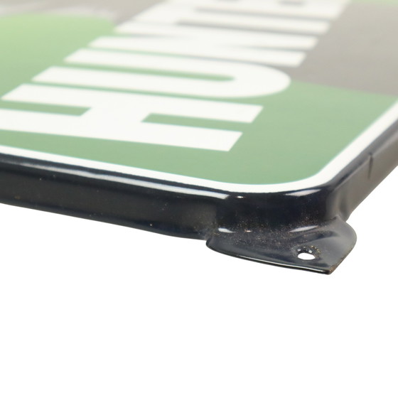 Image 1 of Letrero publicitario de cazador con placa esmaltada de gran tamaño