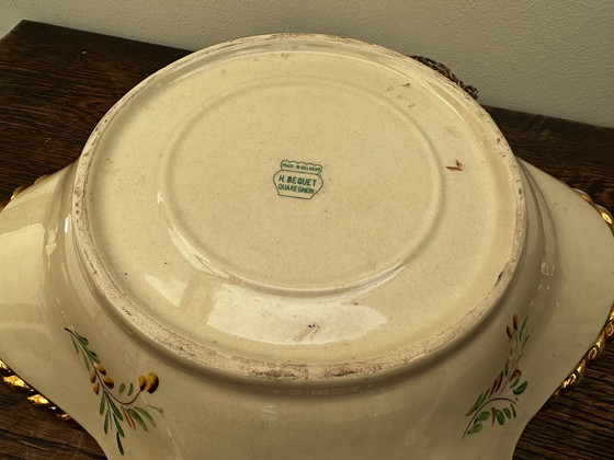 Image 1 of Corbeille / Centre de table en faïence Belge de Quaregnon signé Hubert Becquet 