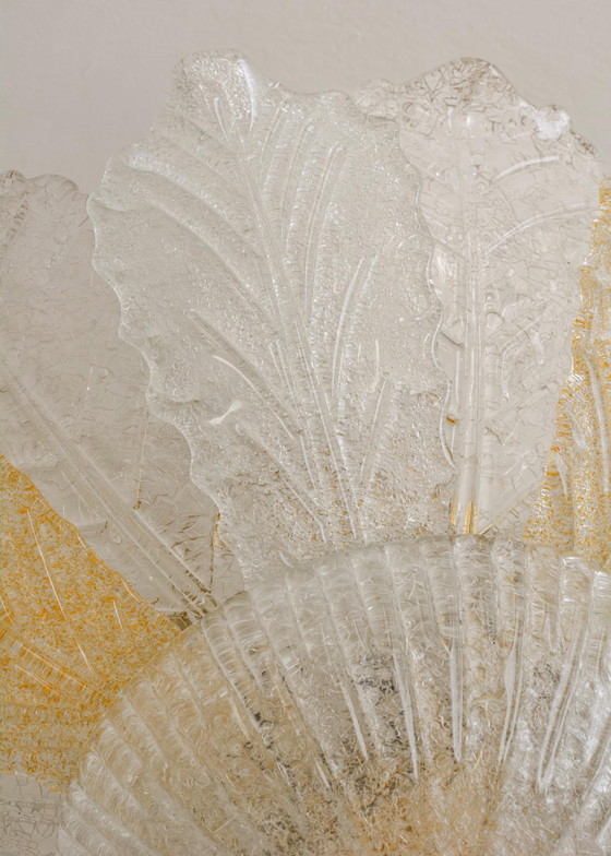 Grand Lustre Plafonnier en Verre de Murano Feuilles, Ambre Clair, Italien, Années 1970 – Metal, Murano Glass (photo 4 of 10)