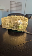 Set di 3 applique Art Déco in metallo verde e vetro testurizzato