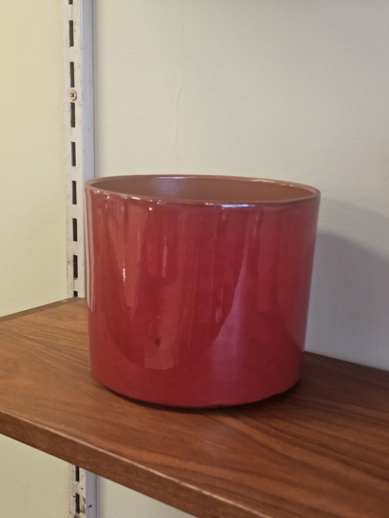 Image 1 of Large Vintage Red Flowerpot Red