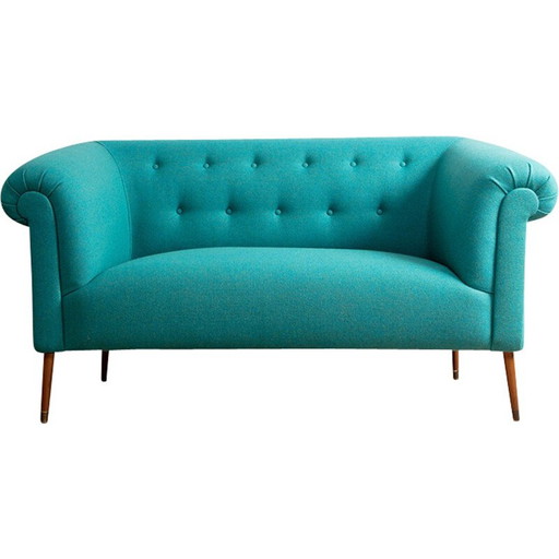 Grünes Sofa aus Wolle und Buche - 1930er Jahre