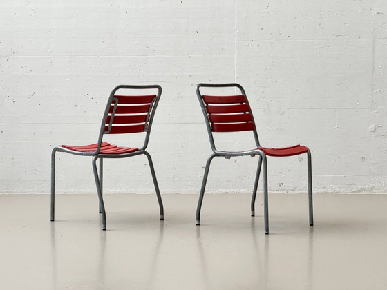 Image 1 of Gartenstühle aus Eschenholz mit feuerverzinktem Stahlgestell von Atelier Alinea, 1970er Jahre