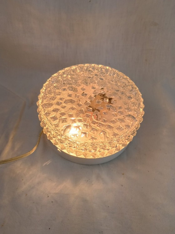 Image 1 of Vintage RZB Bubble Glass Ceiling Light 1970s - Industrial Wall Sconce Flush Mount German Design Opaline Textured Diffuser