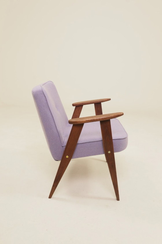 Image 1 of Fauteuil moderne du milieu du siècle en chêne et laine naturelle, design de J. Chierowski