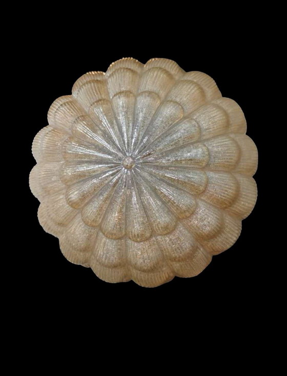 Image 1 of Original Murano ceiling lamp - flower glass with gold dust, 1960s