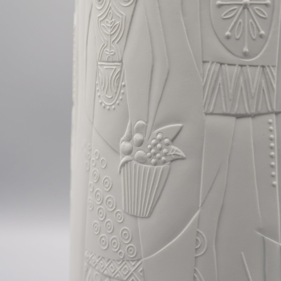 Image 1 of Rare CUNO FISCHER Hutschenreuther Bisque Porcelain Floor Vase 1969 H33cm D21cm