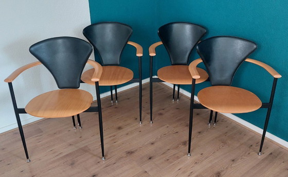 Image 1 of 4x postmoderne Esszimmerstühle, 1980er Jahre
