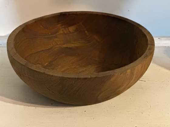 Large vintage solid wood bowl – Catchall – Centerpiece – 31 cm – Table accessories (photo 2 of 15)
