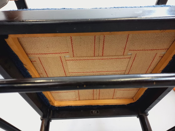 Image 1 of Fauteuil rocking-chair suédois de Karl Axel Adolfsson pour Gemla vintage en bois noir et tissu bouclette des années 50 60