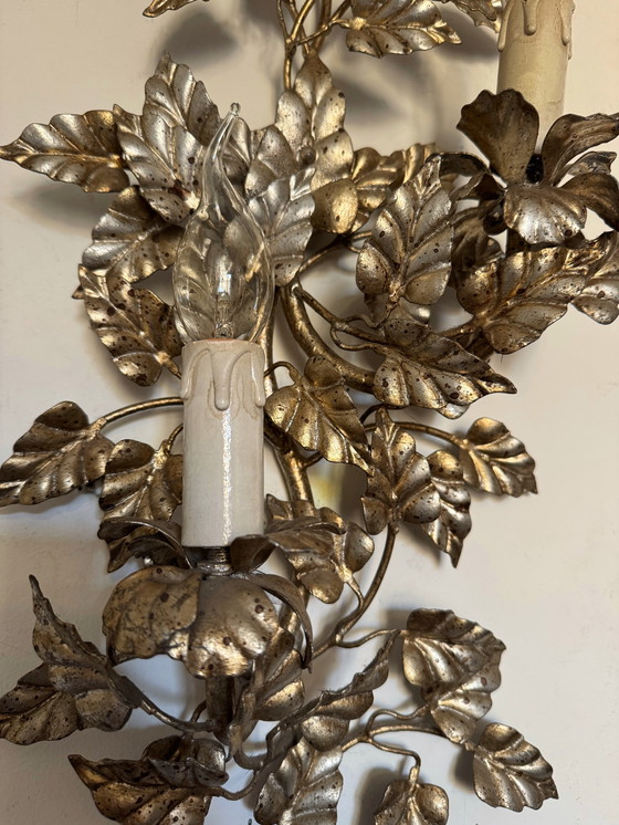 Image 1 of Florentine wall sconce with foliage design, 1960s