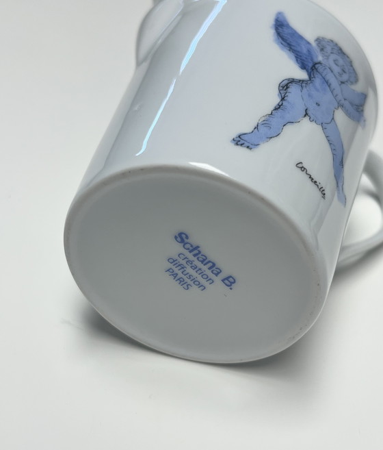 Image 1 of Guillaume Corneille (1922-2010) Brocca per il latte e zuccheriera in porcellana di Limoges L&#39;angelo azzurro da Rubens - Cobr