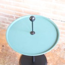 Tavolino vintage anni '80 in metallo rotondo nero verde