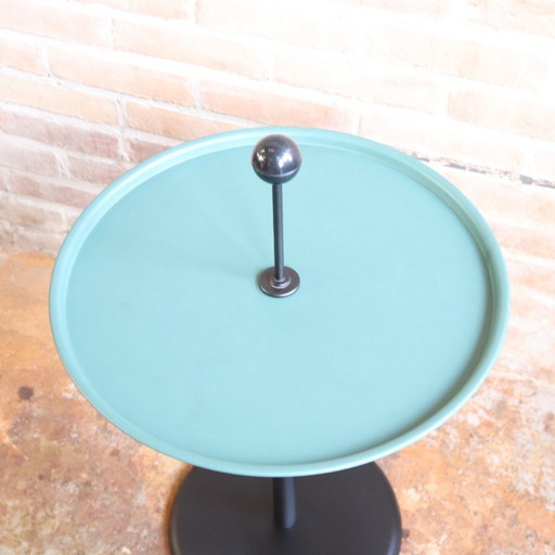 Vintage 80s side table black green round metal