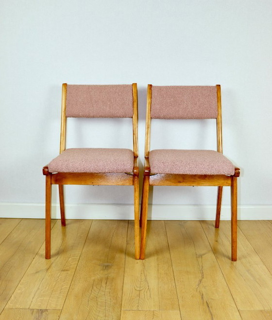 Image 1 of Sedie vintage rosa fucsia boucle - set da 6