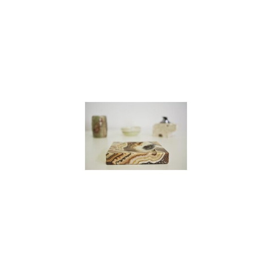 Image 1 of Set of 4 vintage marble and onyx smoking accessories, 1970s