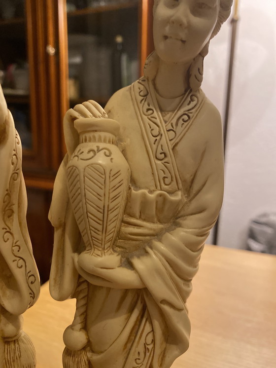 Image 1 of Chinese figurine pair Hanfu Tang Ming Dynasty