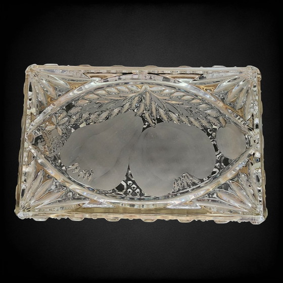 Vintage Franse sieradendoos van diamantgeslepen kristal – goudkleurige rand – circa 1950 (photo 7 of 14)