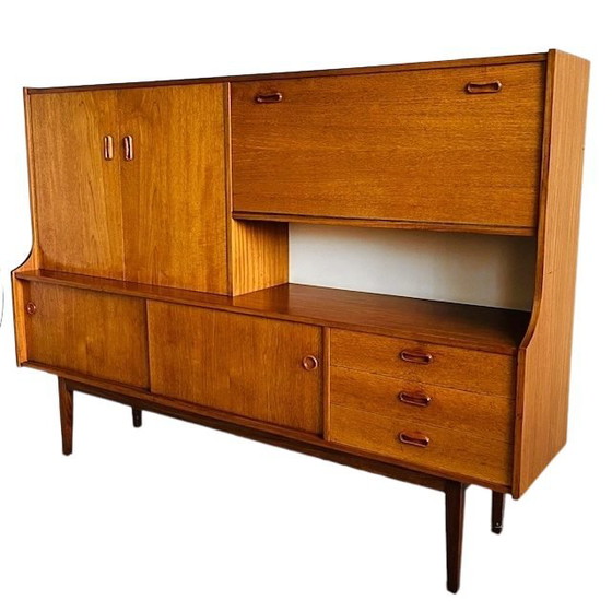 Image 1 of Vintage Mid-century Deens design highboard kast vintage teak 1960's