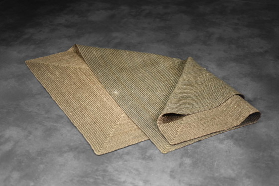 Image 1 of Vintage Indiaas bruin platgeweven jute tapijt, jaren 70