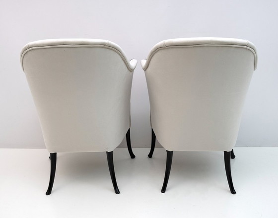 Image 1 of Paire de fauteuils italiens Giorgetti en velours "Progetti", années 1980