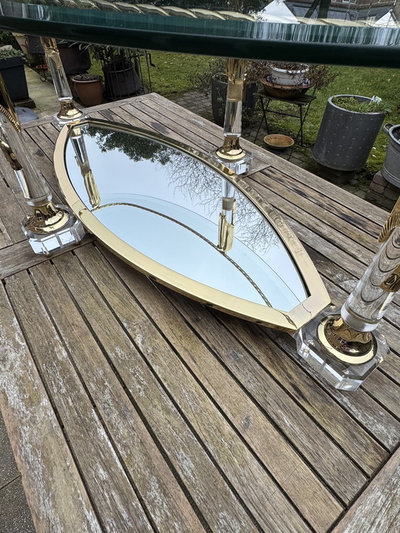 Image 1 of Tavolino da caffè Hollywood Regency | Italiano, dorato e a specchio | ca. 1975)