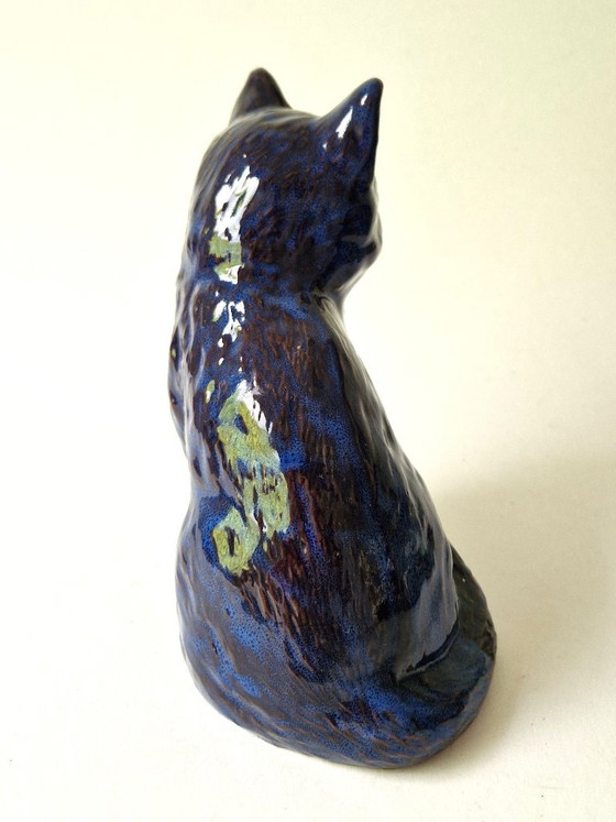 Revi Milo Denmark - Blue Ceramic Cat - Marked – Sculpture (photo 4 of 5)