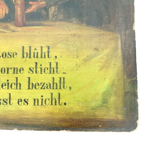 Image 1 of Antikes deutsch-französisches Café-Gemälde – Die Rose blüht