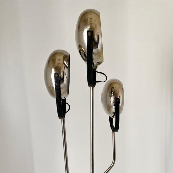 1x Vintage Reggiani Chrome Floor Lamp with Adjustable Lights, Italy, 1960s, Floor lights, Metal, Black (photo 12 of 15)