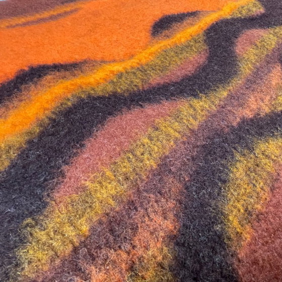 Aabe Zuiver Scheerwol Oranje En Bruine Wollen Deken Jaren 70 – Decoratieve objecten, Wool (photo 12 of 13)
