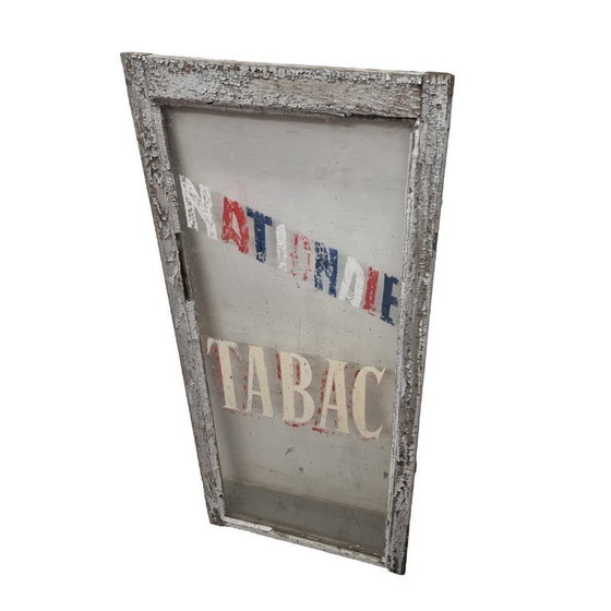 Image 1 of Old French window with painting, early 1900s