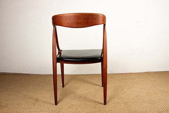 Image 1 of Satz von 6 dänischen Stühlen aus Teak und Skai, Modell 16 von Johannes Andersen für Uldum Møbelfabrik 1965.