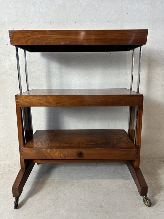 Image 1 of Étagère/table Besway Art Déco (convertible) - loupe de bois