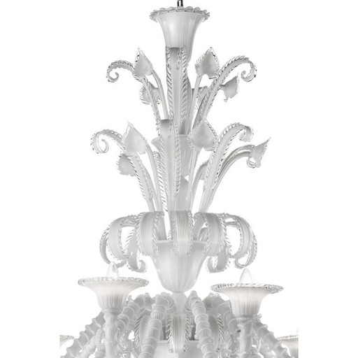 Venetian White "Cà Rezzonico" Murano Glass Chandelier