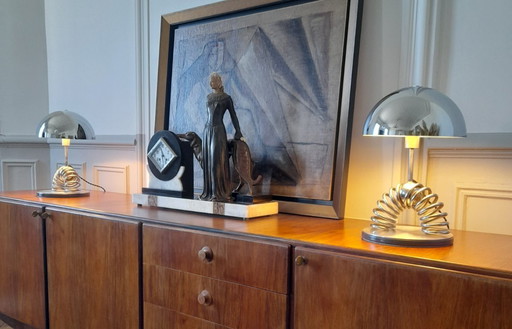 Pair of Space Age metal lamps