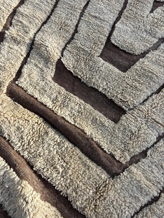 Image 1 of Modern Marokkaans Mrirt-tapijt 200x300 cm – Crème wollen textuurdesign – Handgemaakt in Marokko