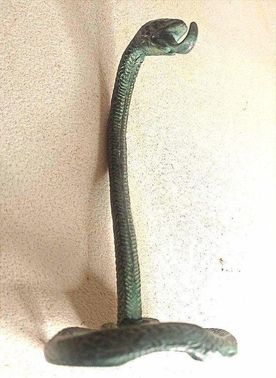 Image 1 of Cobra Bronze Pocket Watch Holder by Edgar Brandt, Art Deco Style