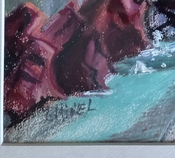 Image 1 of Lucie RIVEL, Mountain Village. Framed pastel.