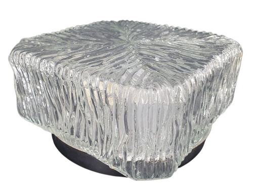 2243 vintage glass ceiling lamp with structured glass