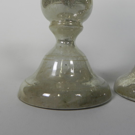 Image 1 of Set Of 2 Quicksilver Candlesticks, circa 1900 (Armorial Silver)