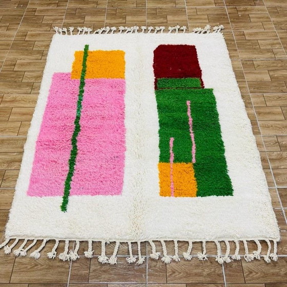 Image 1 of Alfombra bereber de lana natural, tejida a mano con métodos tradicionales, tamaño 2/3 m.