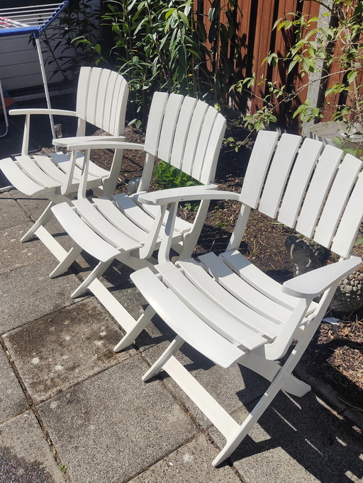 Set Van 3 Witte Vintage Grosfillex Boutique Tuinstoelen