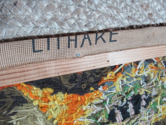 Image 1 of TAPESTRY - JEAN PICART LE DOUX cithare - ROYAL PARIS Handmade 116cm x 48cm on wooden frame 1970s