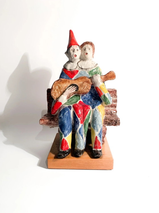 Scultura in ceramica Walter Pozzi Coppia di Musicisti Anni '80 – Sculture (photo 3 of 10)