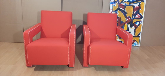 Image 1 of Cassina 2 Poltrona 637 Utrecht Nuova Mai Usata Lampo Rosso Lana 13L
