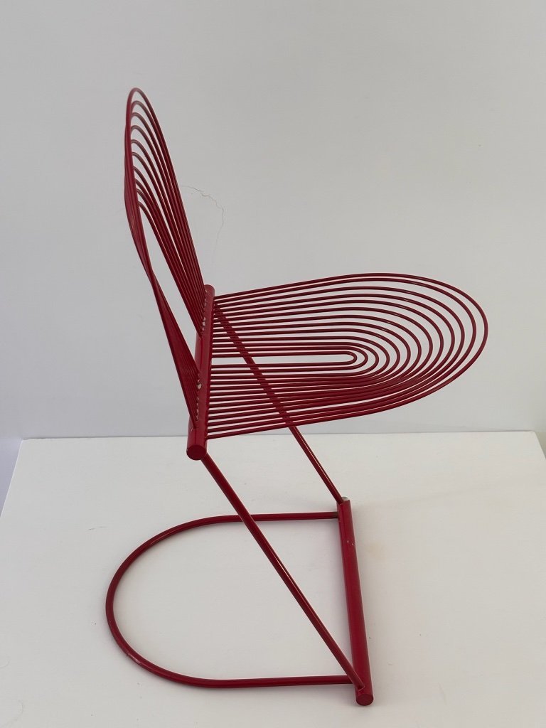 2 Swing Chairs by Jutta and Herbert Ohl Rosenthal Lübke, 1982, Red
